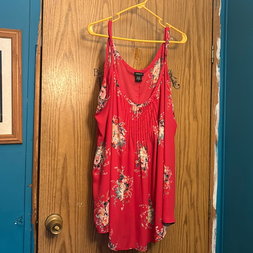 Torrid Red Floral Tank Top